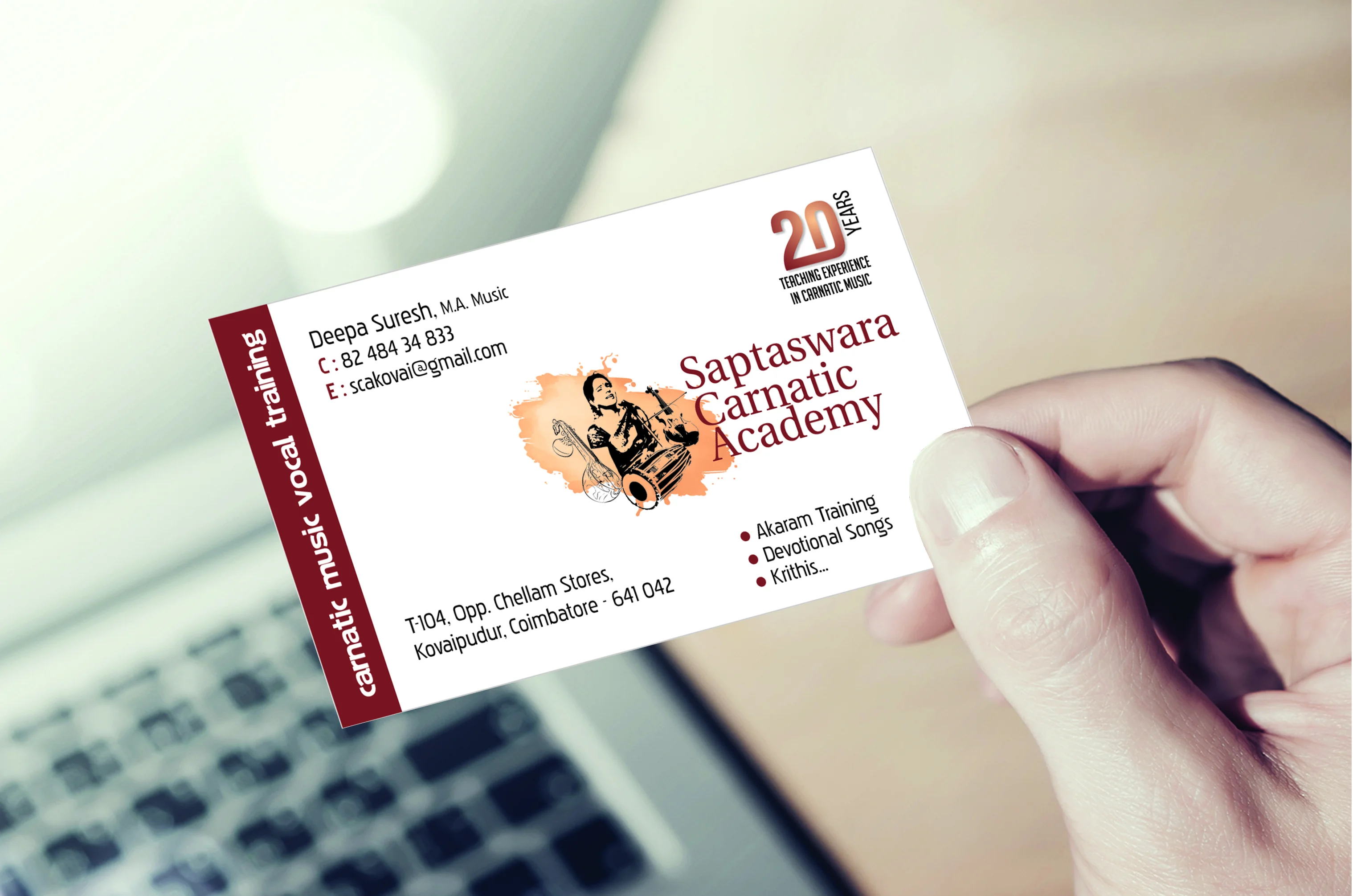 Saptaswara Carnatic Academy Business Card &mdash; Graphic Designing & Printing Agency Coimbatore