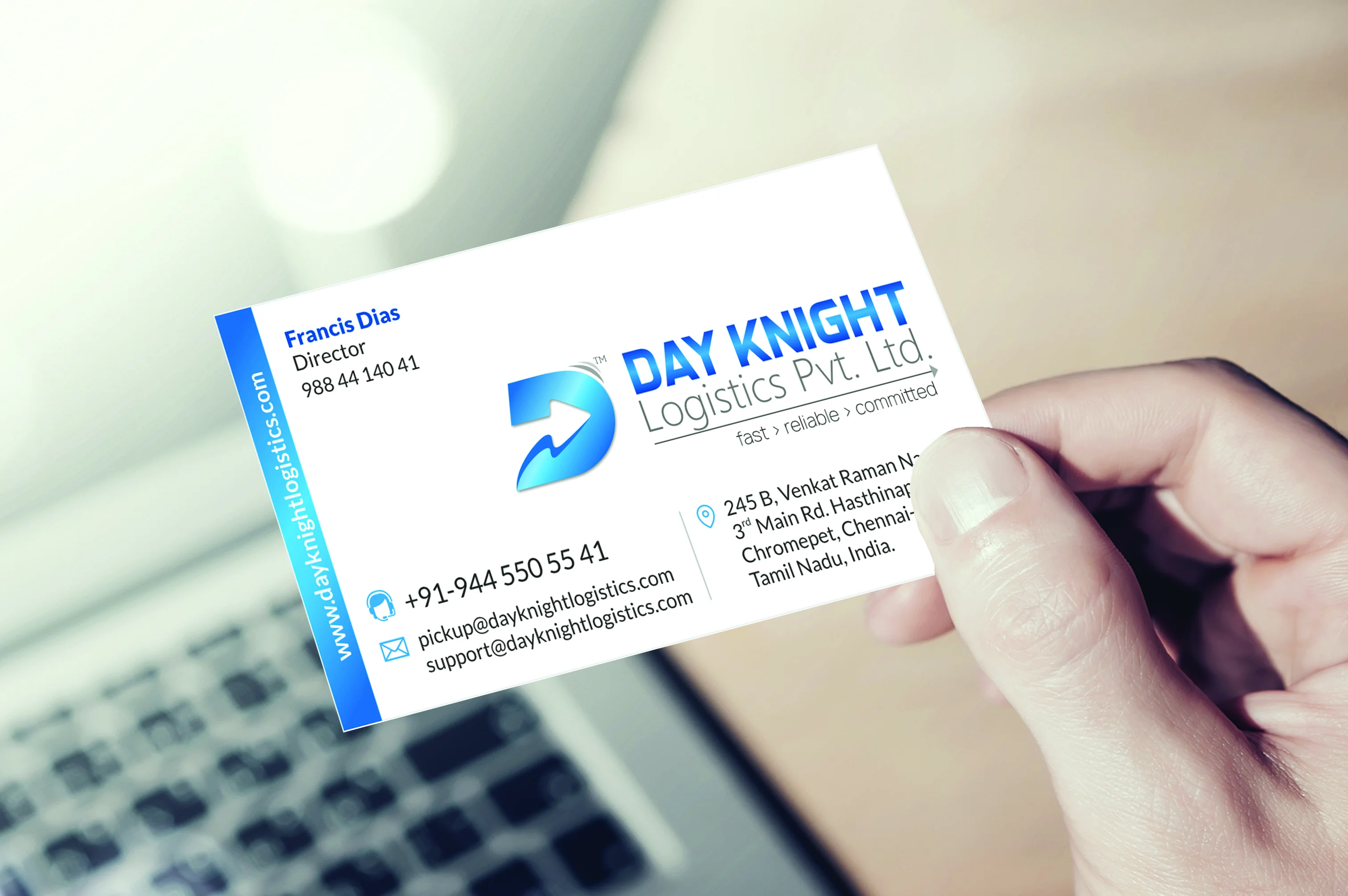 Day Knight Logistics Business Card &mdash; Graphic Designing & Printing Agency Coimbatore