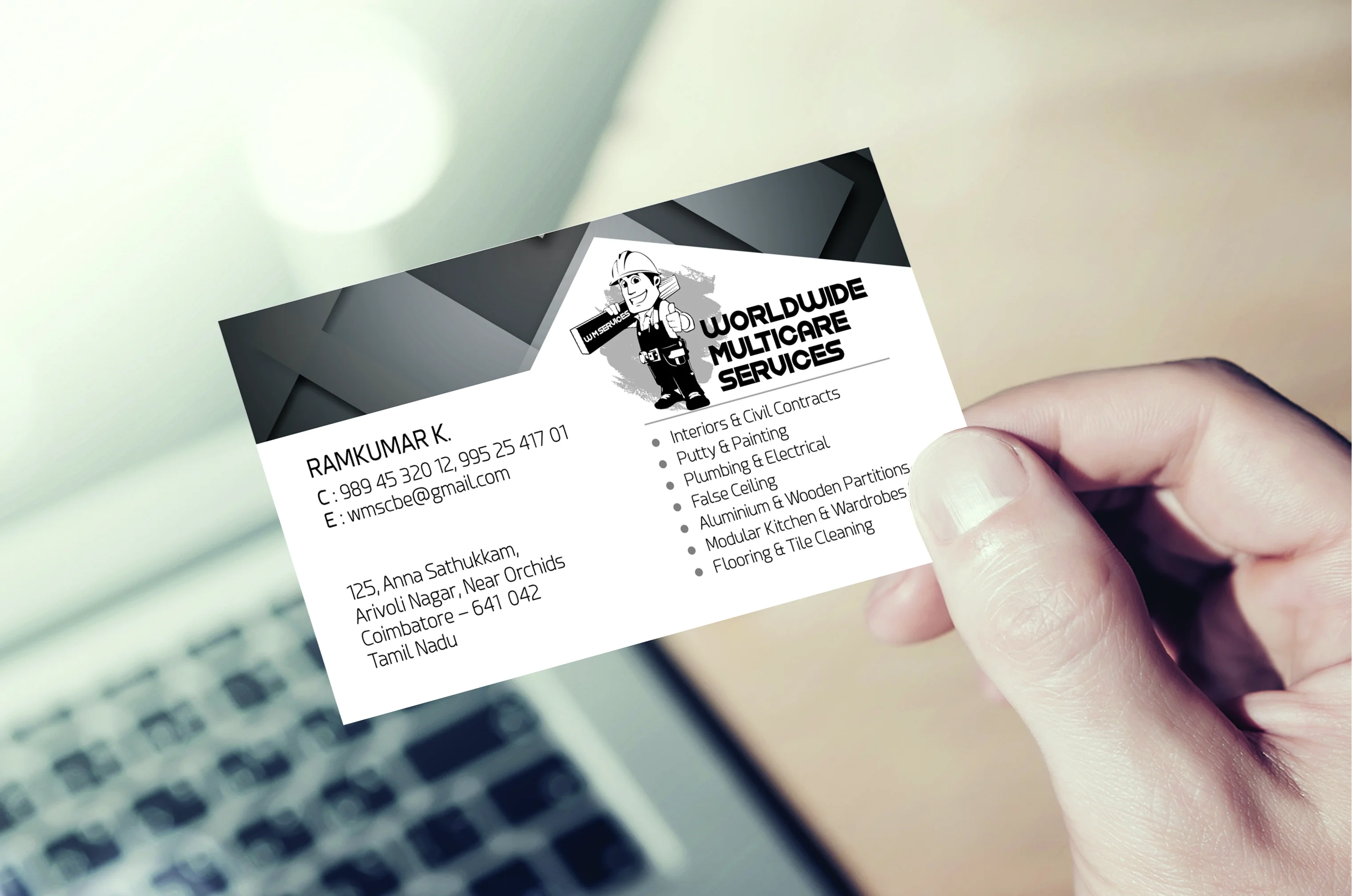 Worldwide Multicare Services Business Card &mdash; Graphic Designing & Printing Agency Coimbatore