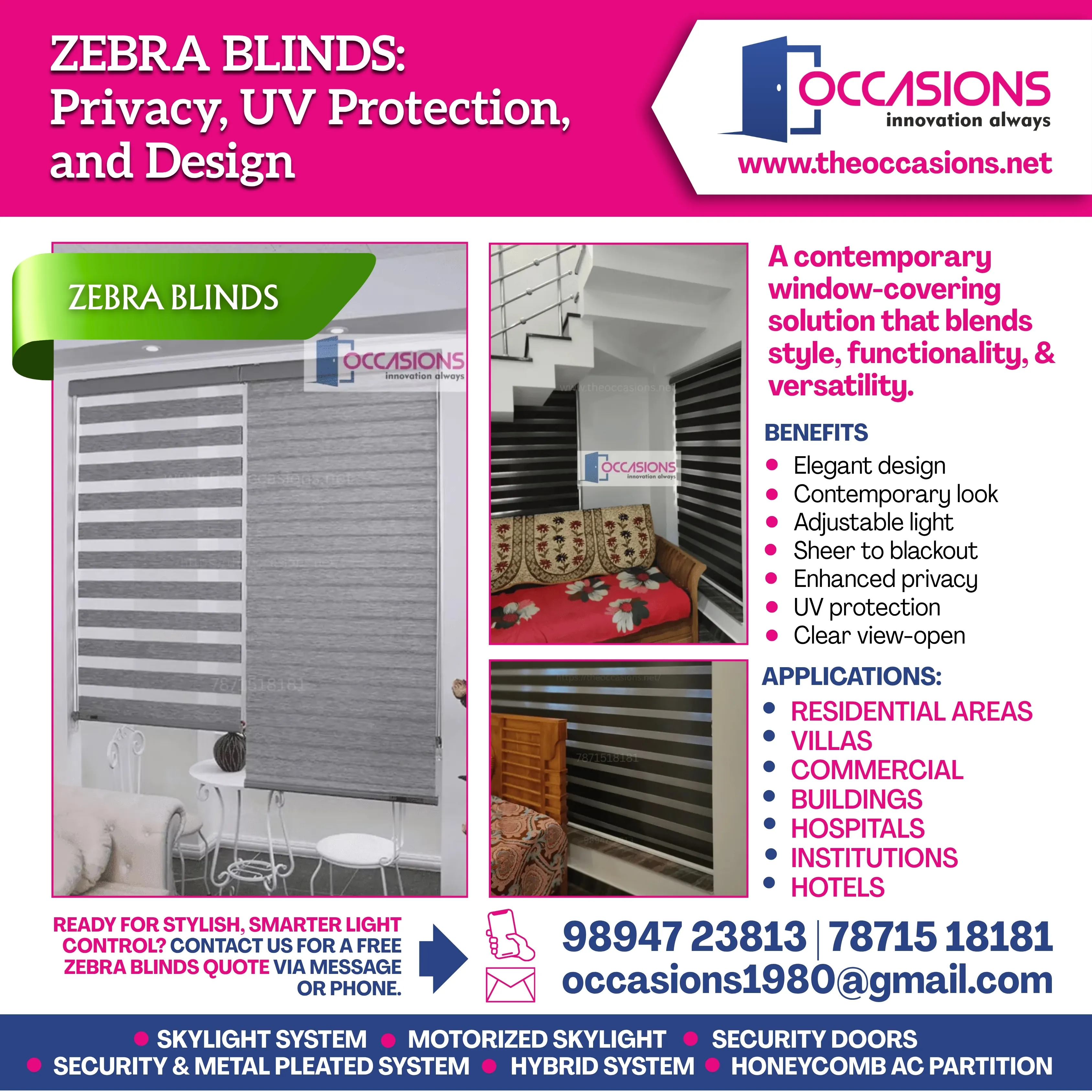 Occassions Zebra Blinds